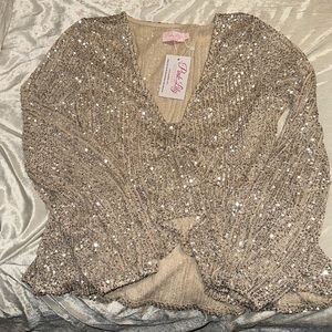 NWT Sequin Babydoll Top